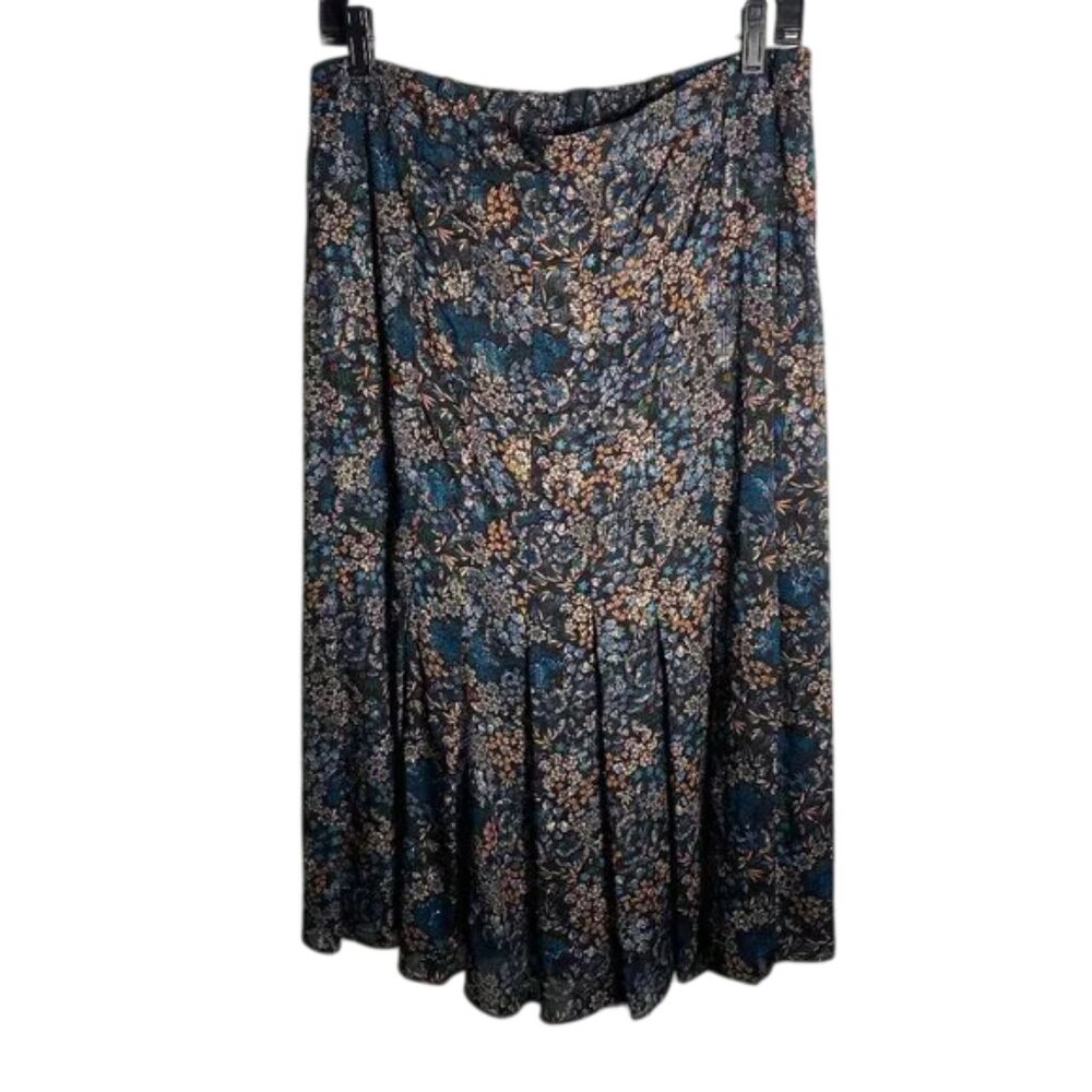 Gerard Darel Size 8 Black Floral Midi‎ Skirt